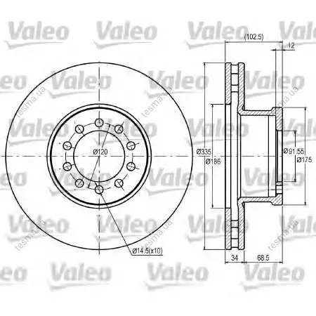 Тормозной диск VALEO 187043 (фото 1)