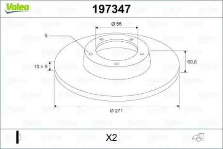 Тормозной диск VALEO 197347