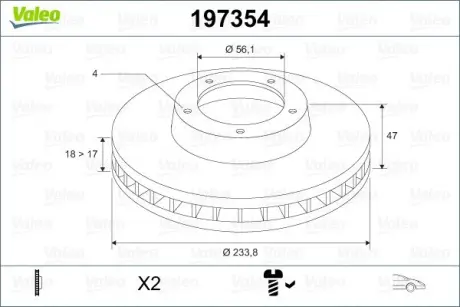 Тормозной диск VALEO 197354