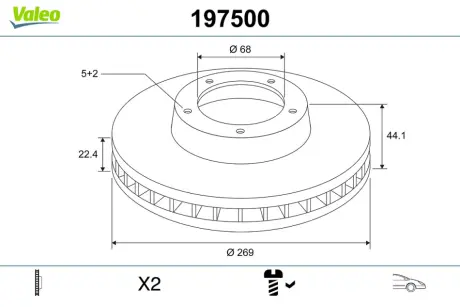 Тормозной диск VALEO 197500