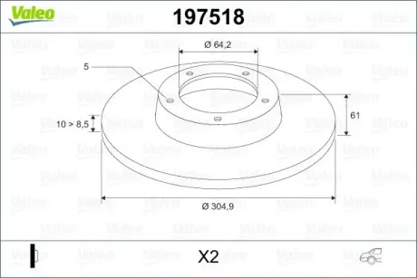 Тормозной диск VALEO 197518