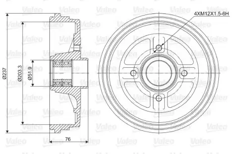 Тормозной барабан VALEO 237034