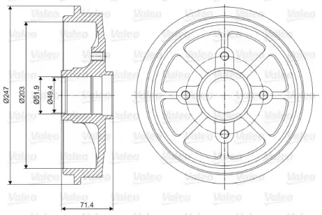 Тормозной барабан VALEO 237097