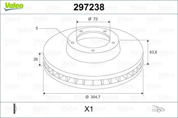 Тормозной диск VALEO 297238 (фото 1)