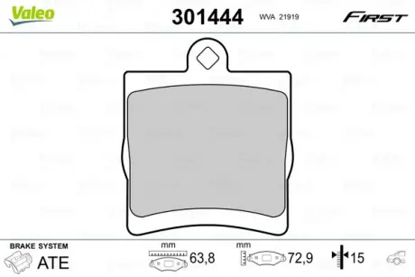 Гальмівні колодки дискові CHRYSLER/MB Crossfire/C-Class/CLC/CLK/E/SLK "1,6-3,2 "R "95-11 VALEO 301444