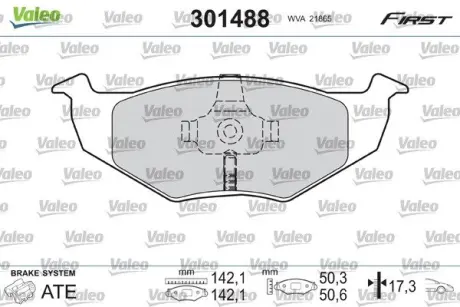 Гальмівні колодки дискові VAG Arosa/Fabia/Fox/Polo "1,0-1,9 "F "94>> VALEO 301488