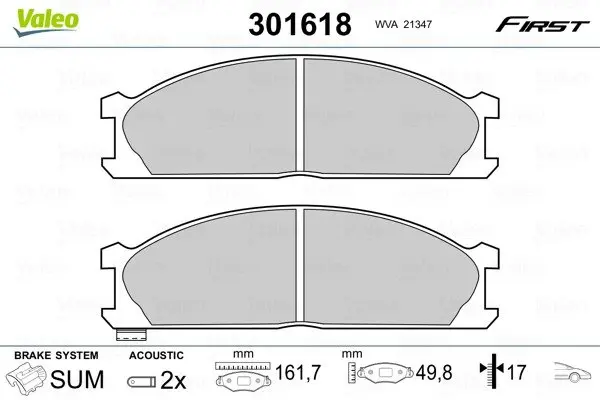 Комплект тормозных колодок, дисковый тормоз VALEO 301618 (фото 1)