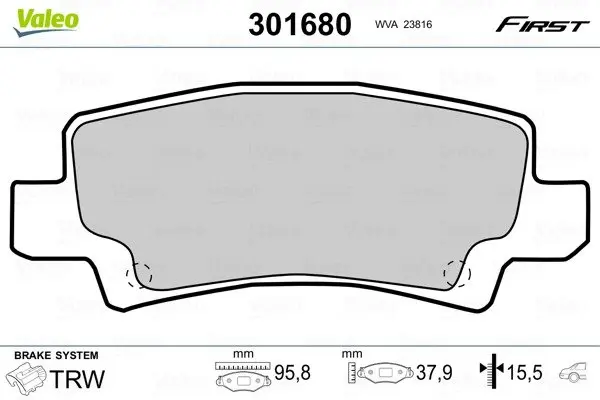 Гальмівні колодки First TOYOTA Corolla "R "01-08 VALEO 301680 (фото 1)