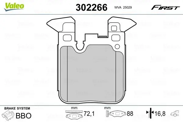 Гальмівні колодки First BMW 1/2/3 "R "11>> VALEO 302266 (фото 1)