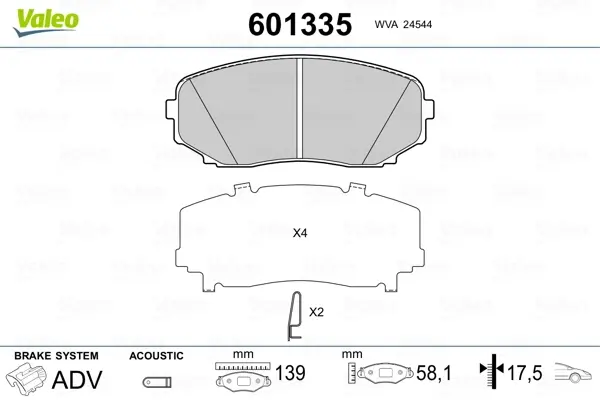 Комплект тормозных колодок, дисковый тормоз VALEO 601335 (фото 1)