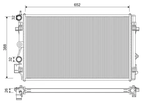 Радіатор охолодження Audi A1/Skoda Fabia/VW Polo 1.4-2.0D 09- (388x652x26) VALEO 701331