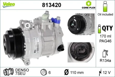 Компресор кондиціонера W203/W220 2.0-3.2 00- VALEO 813420