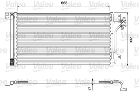 Конденсатор кондиціонера (з осушувачем) VW CALIFORNIA T5 CAMPER, MULTIVAN T5, TRANSPORTER T5 1.9D-3.2 04.03-08.15 VALEO 814015