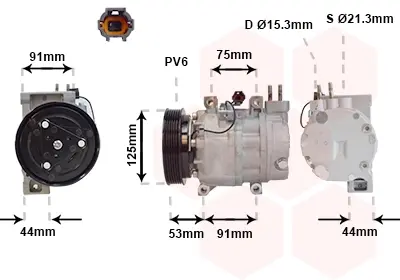 Компресор кондиціонера NISSAN X-TRAIL 01>07 T30 (Van Wezel) VAN WEZEL 1300K259