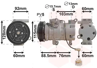 Компрессор кондиционера MAZDA 3 10/03 > 09 (пр-во Van Wezel) VAN WEZEL 2700K251