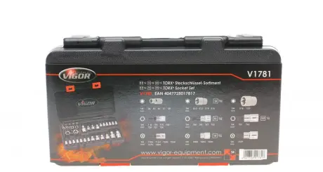 Набір головок 1/4", 3/8", 1/2" зі вставками комбінований 34 од. VIGOR V1781
