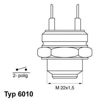 Radiator fan temperature switch. Датчик температуры вентилятора охлаждающей жидкости WAHLER 601092D