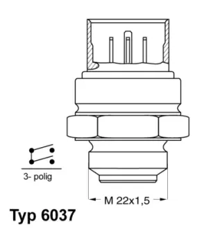 Radiator fan temperature switch. Датчик температуры вентилятора охлаждающей жидкости WAHLER 603795D