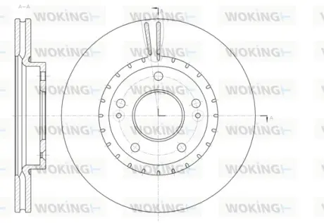 Диск гальмівний (передній) Hyundai Elantra/I30 II 11-/Kia Cee\'D/ Cerato III 13- (280x23) (вентел.) WOKING D61434.10