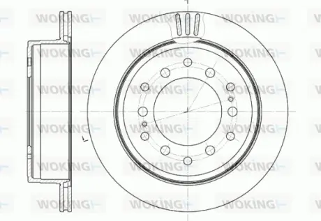 Гальмівний диск зад. Cruiser 300/80/90/Prado/Lexus GX 01-10 3.0-4.7 WOKING D695610