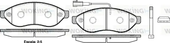 Колодки гальмівні диск. перед. (вир-во Remsa) Citroen Jumper 2.2 06-,Citroen Jumper 3.0 06- (P13373.01) WOKING P1337301 (фото 1)