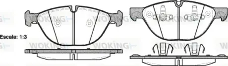 Колодки гальмівні (передні) BMW X5 (E70/F15/F85) 06-/X6 (E71/E72/F16/F86) 08- WOKING P13983.00