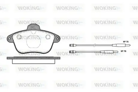 Колодки гальмівні (передні) Peugeot 605 89-99 (+датчики) WOKING P5013.04