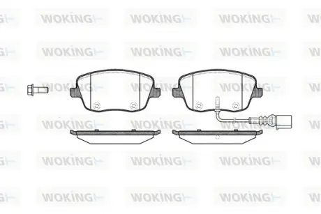 Колодки гальмівні (передні) Seat Ibiza/VW Polo 01-09/Skoda Fabia 99-14/Roomster 06-15 (+датчик) WOKING P6753.01