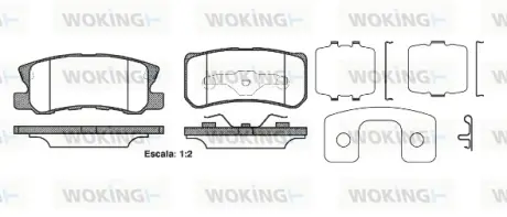 Гальмівні колодки зад. CITROËN C4/DODGE AVENGER/CALIBER/JEEP COMPASS 1.6-2.4 06- WOKING P903322