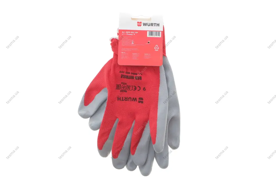Рукавиці захисні RED NITRILE. розмір 9 WURTH 0899403109 (фото 1)