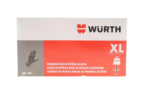 Рукавиці нітрилові (100 шт.) (XL) (чорні) WURTH 0899470400/100