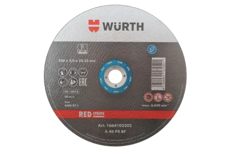 круг відрізний 230x2,0x22,23 мм RED STRIPE WURTH 1664102302