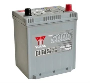 Акумулятор 12В 40Агод./360А YBX5000 Silver High Performance SMF (R+ тонкі клеми (японські транспортні засоби)) 187x130x223 B01 - монтажний фланець 10.5мм (пусковий) YUASA YBX5056