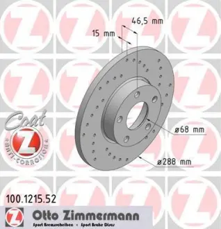 Диск тормозной ZIMMERMANN 100121552
