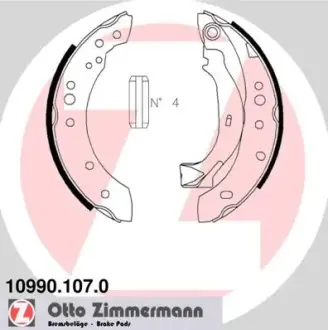 Колодки гальмівні, комплект ZIMMERMANN 109901070