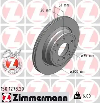 Тормозной диск ZIMMERMANN 150127820