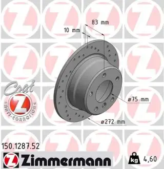 Диск гальмівний ZIMMERMANN 150128752