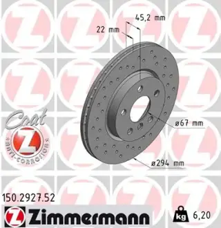 Тормозной диск ZIMMERMANN 150292752