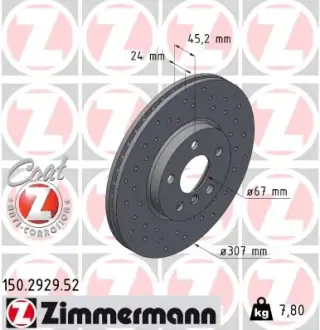 Тормозной диск ZIMMERMANN 150292952