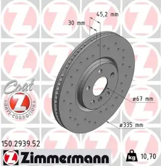 Тормозной диск ZIMMERMANN 150293952