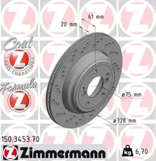 Тормозной диск ZIMMERMANN 150345370