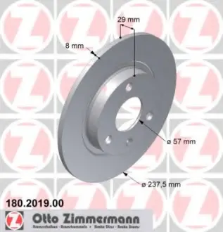 Диск гальмівний ZIMMERMANN 180201900