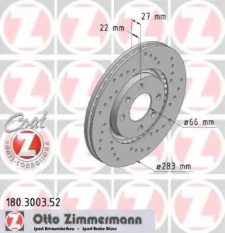 Диск тормозной ZIMMERMANN 180300352
