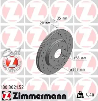 Диск гальмівний ZIMMERMANN 180302152