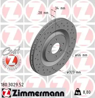 Тормозной диск ZIMMERMANN 180302952