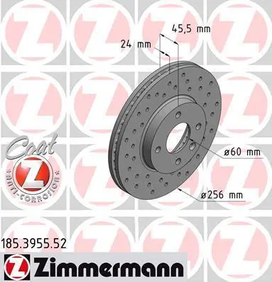 Диск тормозной ZIMMERMANN 185395552 (фото 1)