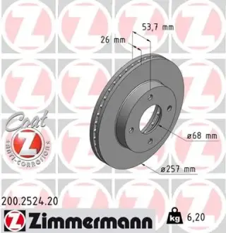 Тормозной диск ZIMMERMANN 200252420