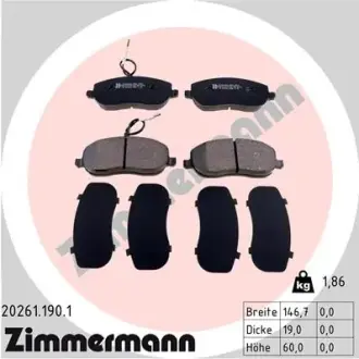 Комплект тормозных колодок, дисковый тормоз ZIMMERMANN 202611901