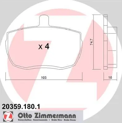 Колодки тормозные, комплект ZIMMERMANN 203591801 (фото 1)