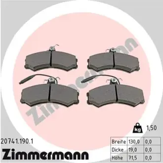 Комплект тормозных колодок, дисковый тормоз ZIMMERMANN 207411901